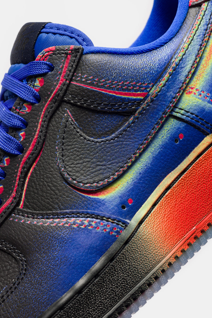 Nike Air Force 1 Low Retro Sneaker in Black/Racer Blue/Volt Ice/Bright Crimson - Notre