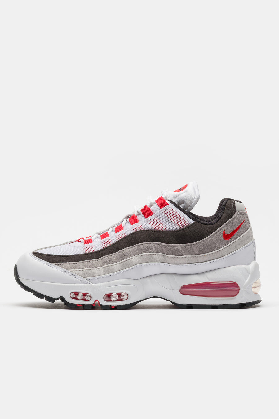 Nike Air Max 95 Big Bubble Premium Sneaker in White/Comet Red/Neutral Grey/Medium Grey - Notre