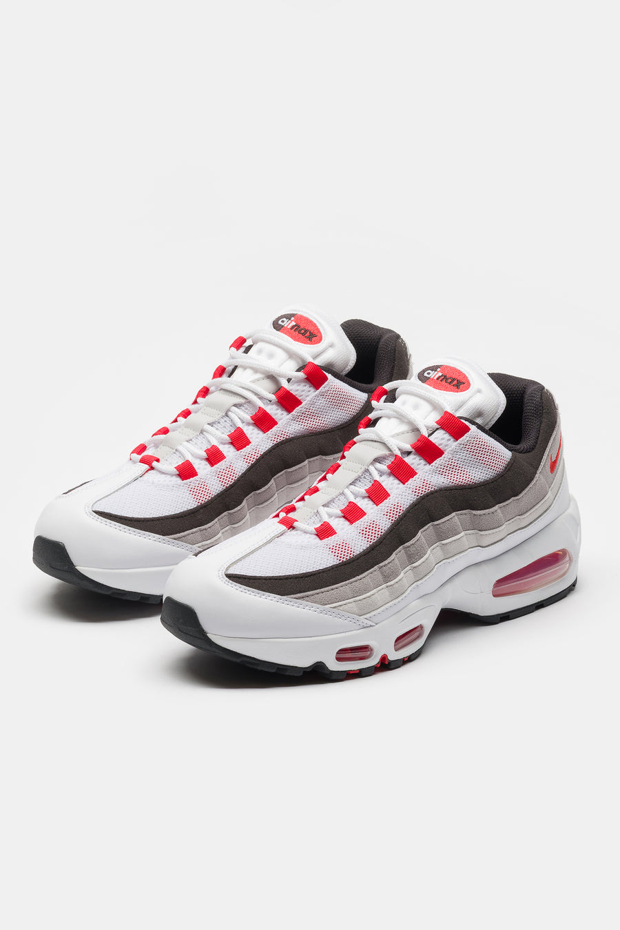 Nike Air Max 95 Big Bubble Premium Sneaker in White/Comet Red/Neutral Grey/Medium Grey - Notre
