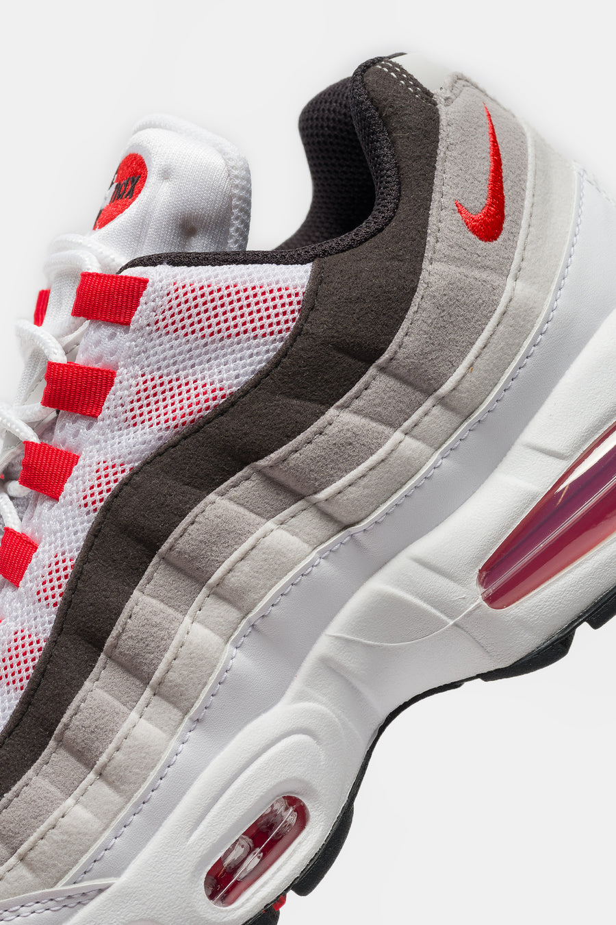 Nike Air Max 95 Big Bubble Premium Sneaker in White/Comet Red/Neutral Grey/Medium Grey - Notre