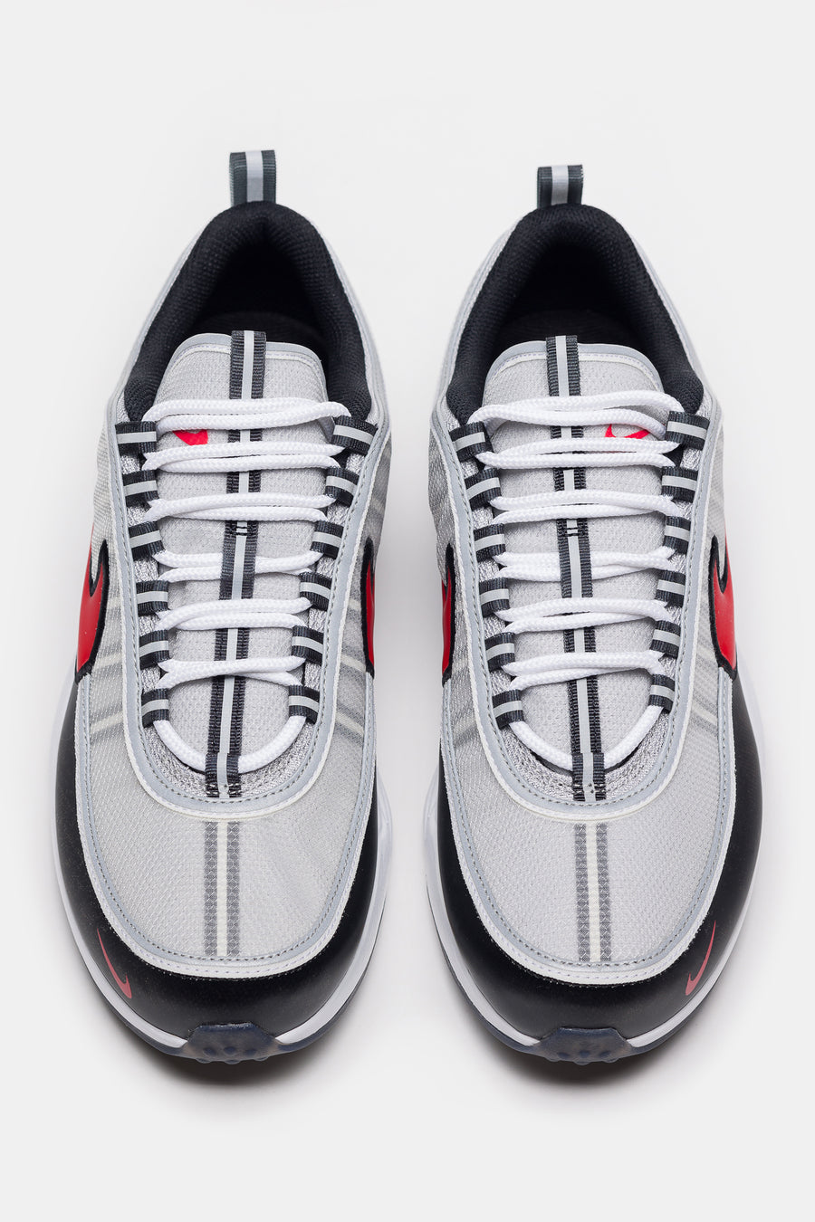 Air Zoom Spiridon Sneaker in Metallic Silver/Sport Red/Black