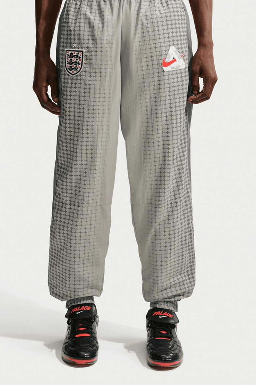 Palace x England Track Pant in Pewter Grey/Cool Grey/Bright Crimson