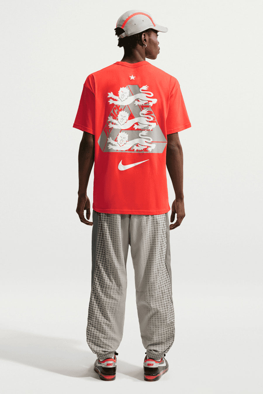 Palace x England Track Pant in Pewter Grey/Cool Grey/Bright Crimson