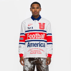 V.A.A. x USA Rugby Shirt in White/Challenge Red
