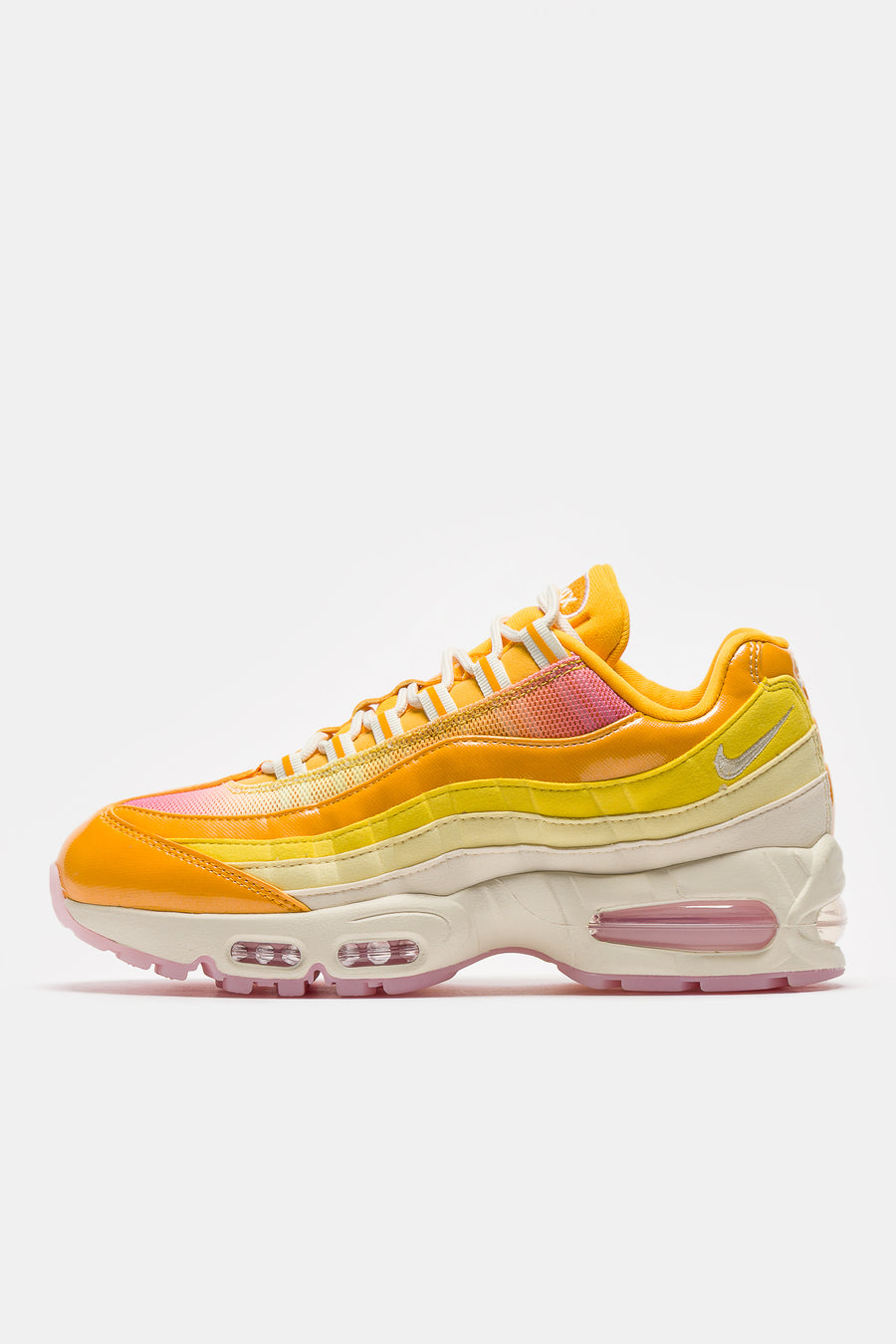 Nike Air Max 95 Big Bubble Sneaker in University Gold/Coconut Milk/Pink Foam - Notre