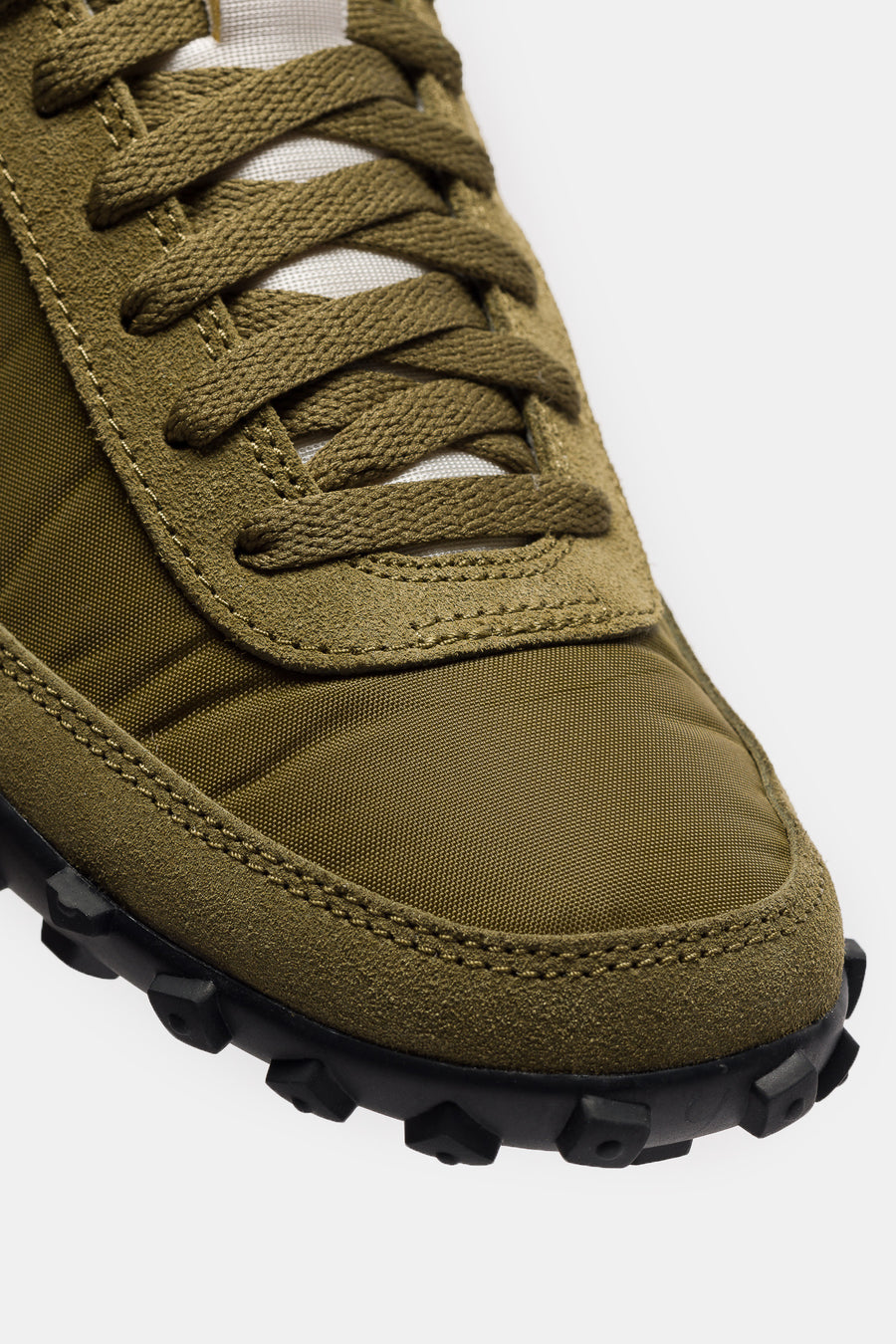 Nike Waffle Racer Sneaker in Olive Flak/Sail/Coconut Milk/Black - Notre