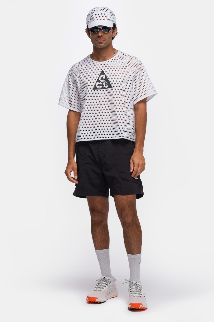 ACG Radical AirFlow Short-Sleeve Trail Running Top in White/Anthracite