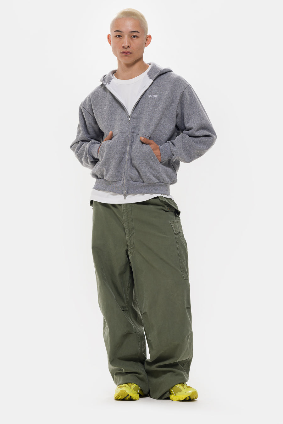 Notre Core Logo Zip Hoodie in Heather Grey - Notre