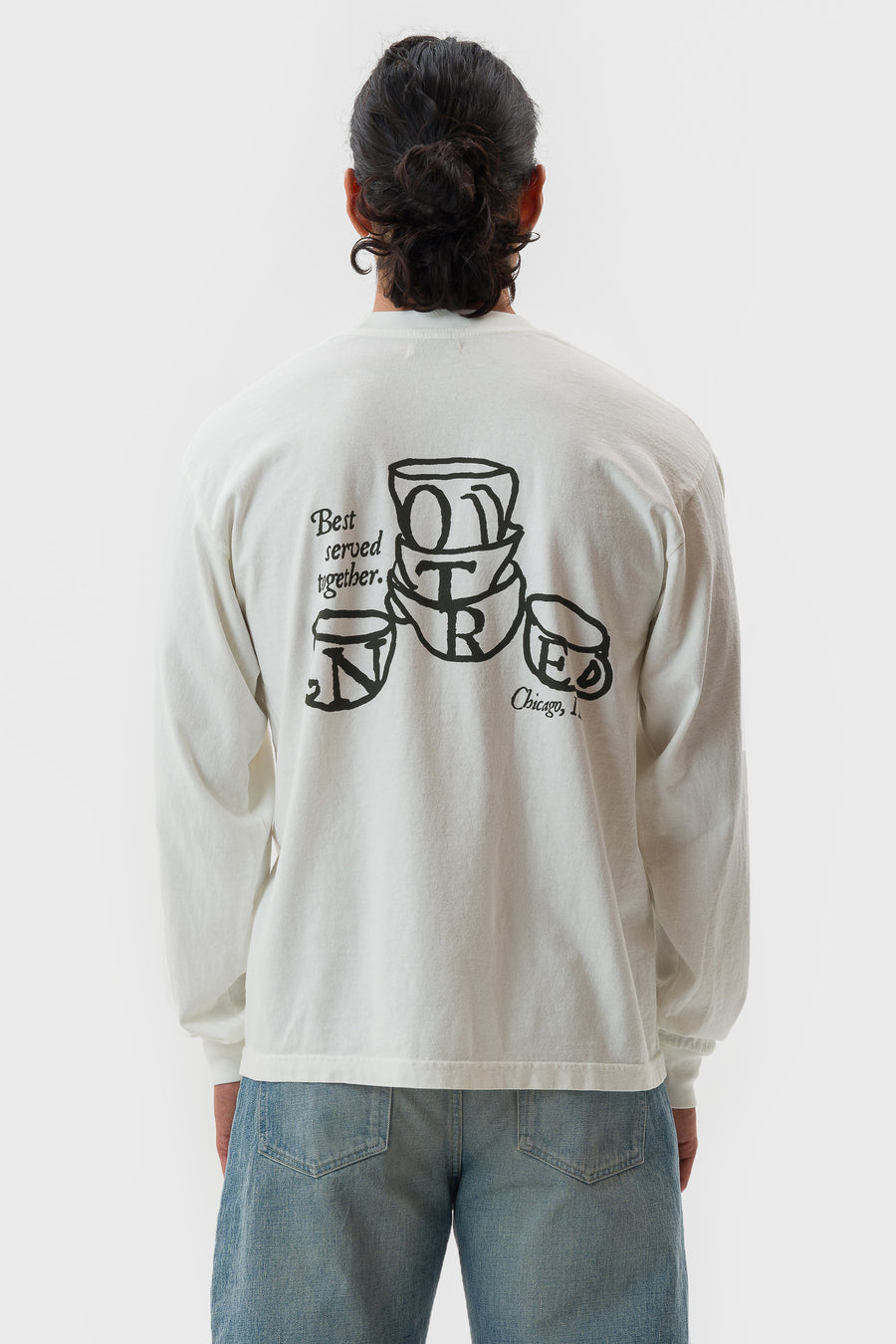 Notre Cups Long Sleeve T-Shirt in Off White - Notre
