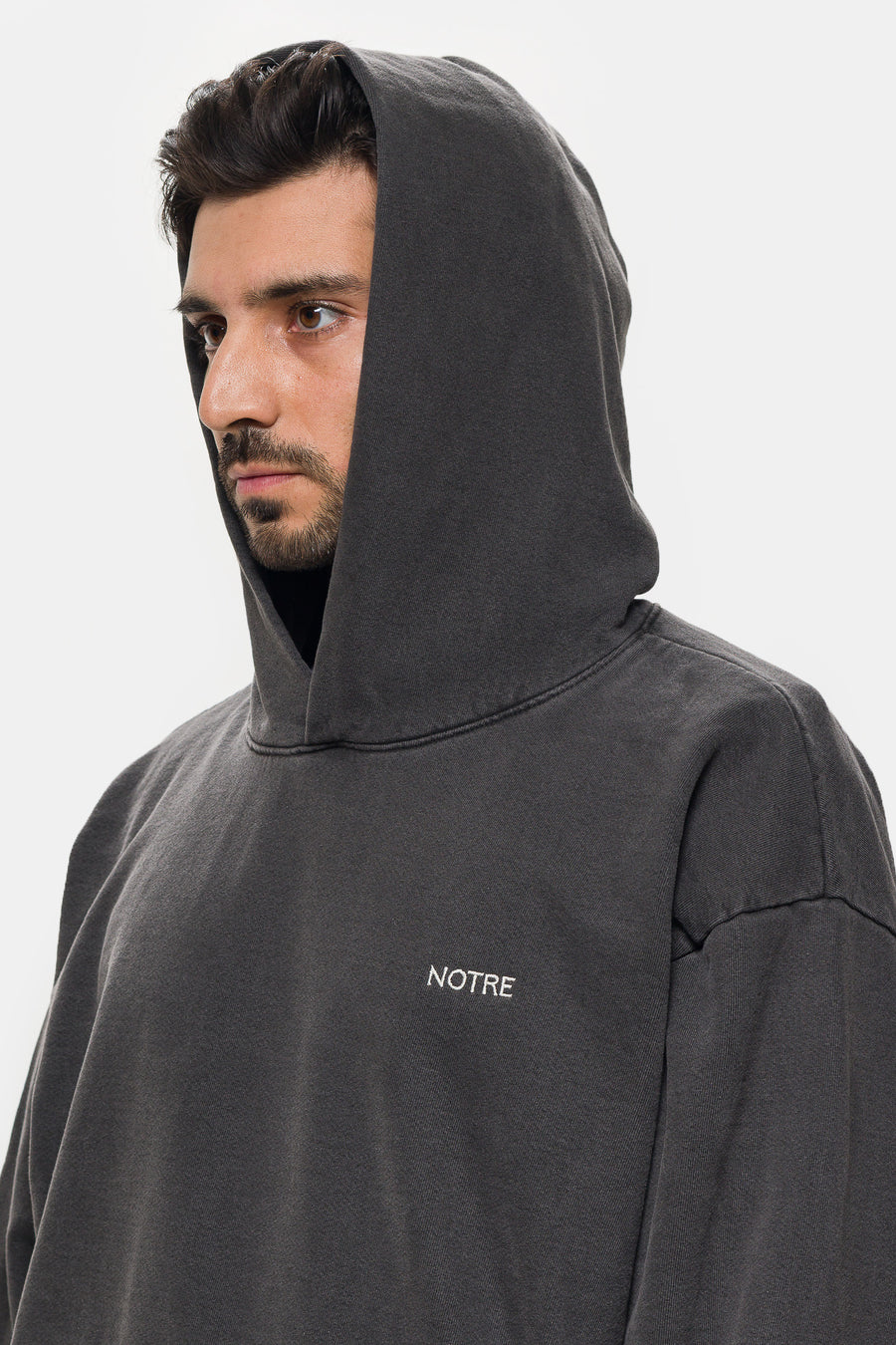 Embroidered Logo Hoodie in Vintage Black