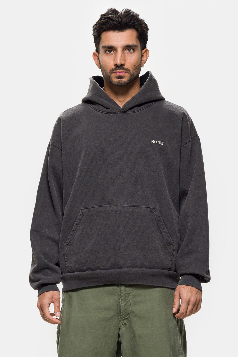 Embroidered Logo Hoodie in Vintage Black