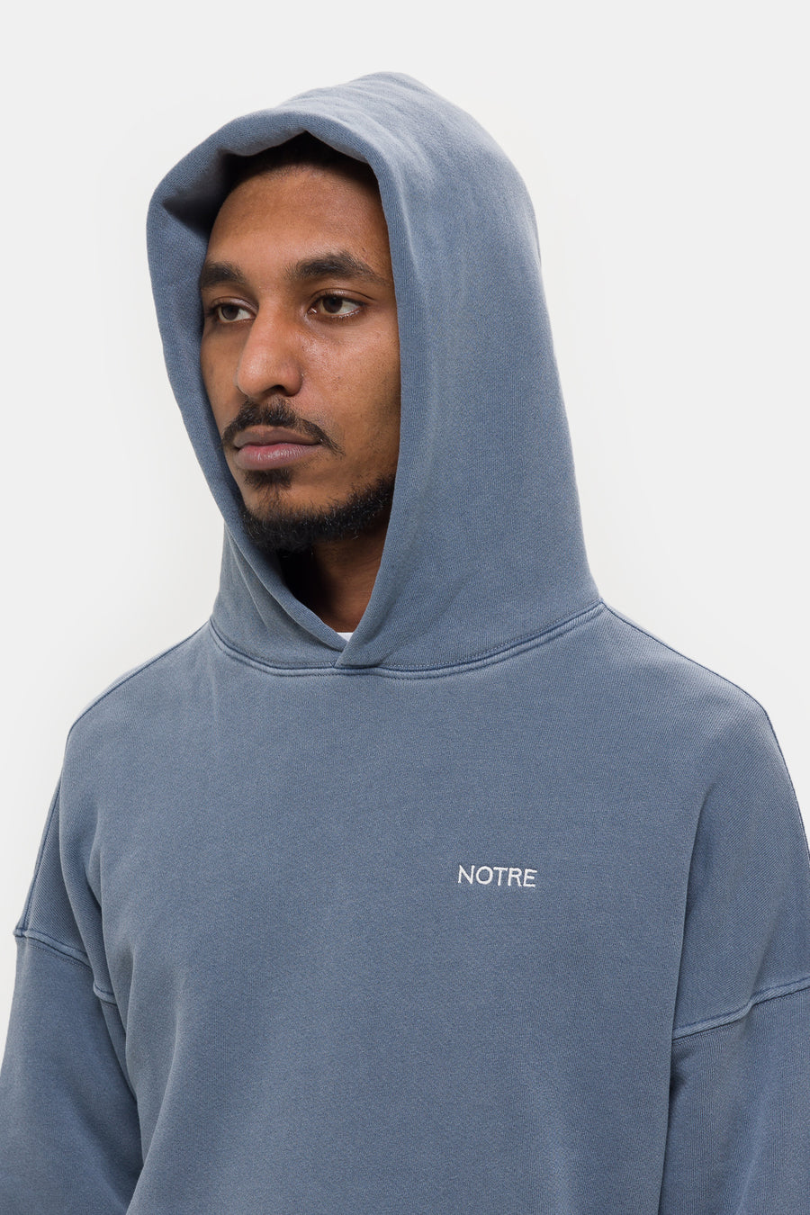 Notre Logo Hoodie in Washed Blue - Notre