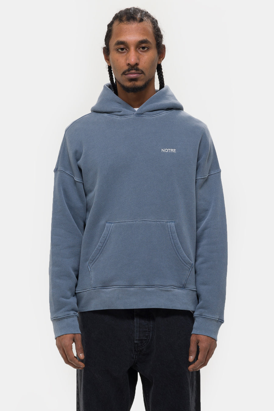 Notre Logo Hoodie in Washed Blue - Notre