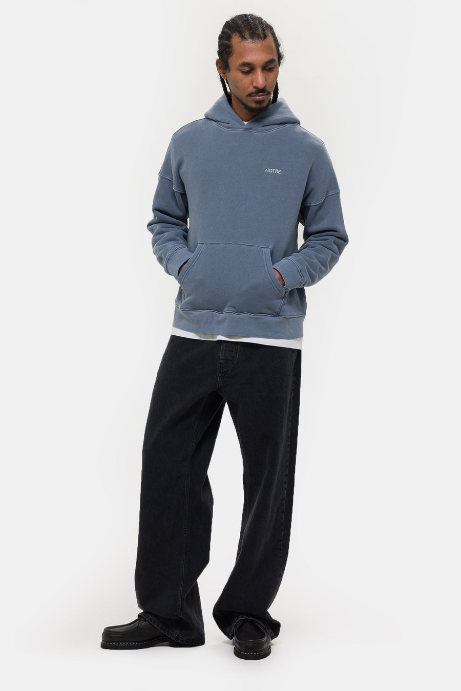 Notre Logo Hoodie in Washed Blue - Notre