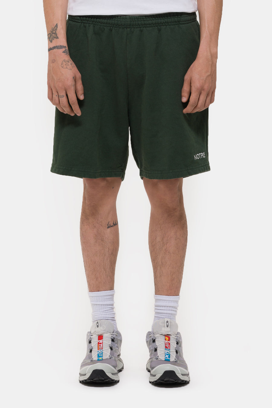 Notre Notre Logo Sweat Shorts in Pine Green - Notre