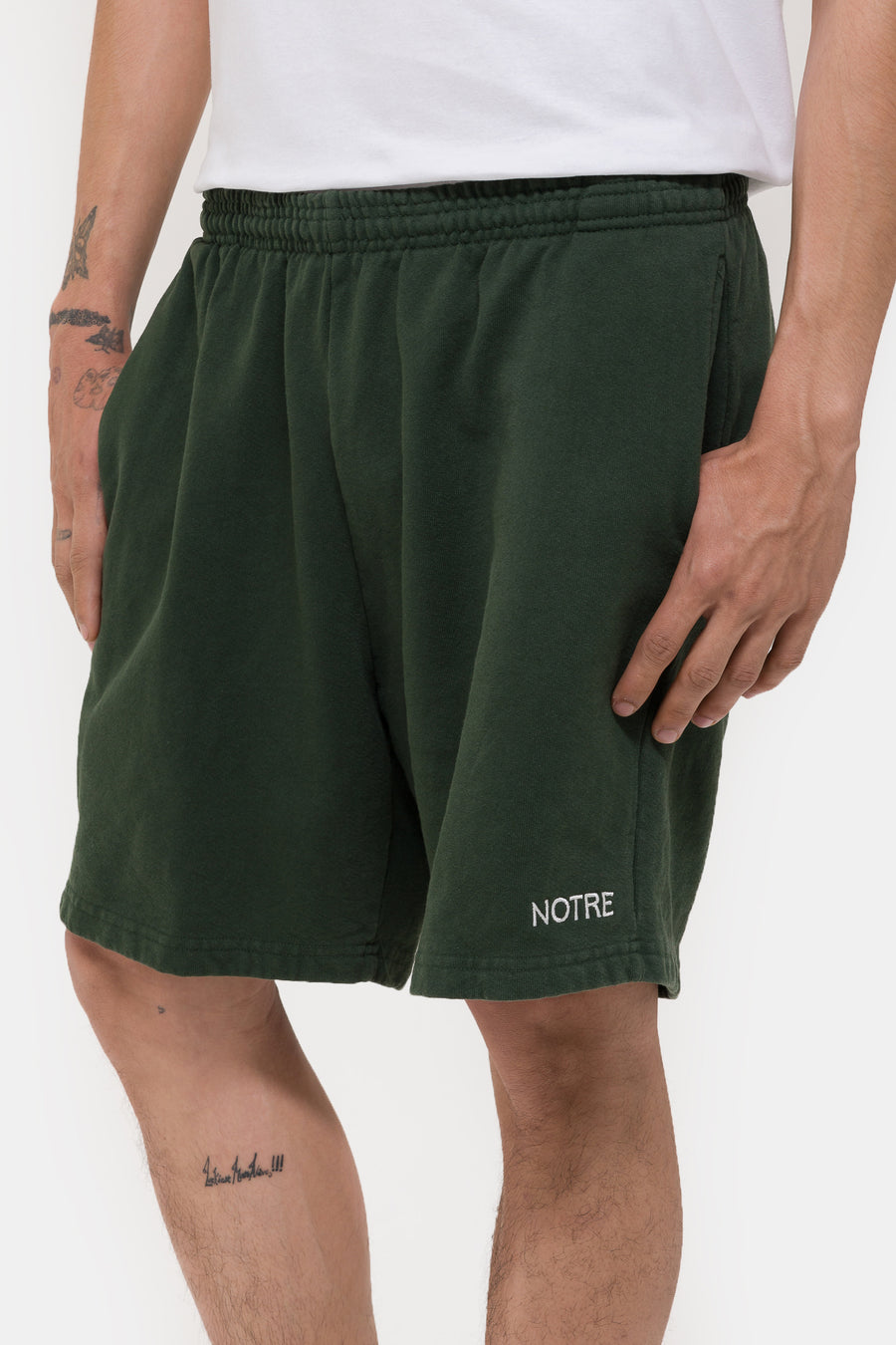 Notre Notre Logo Sweat Shorts in Pine Green - Notre