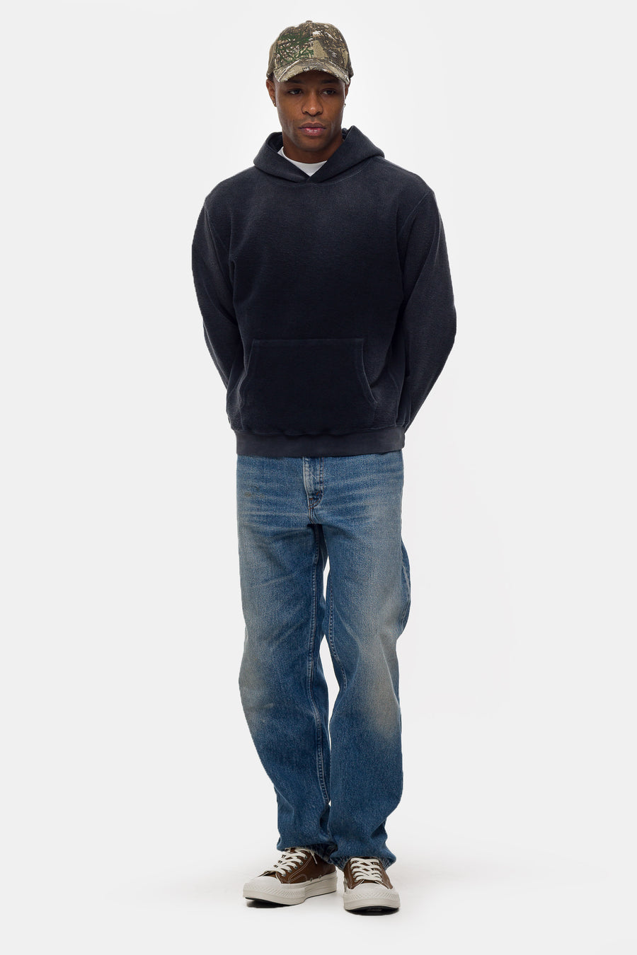 Reverse French Terry Hoodie in Black