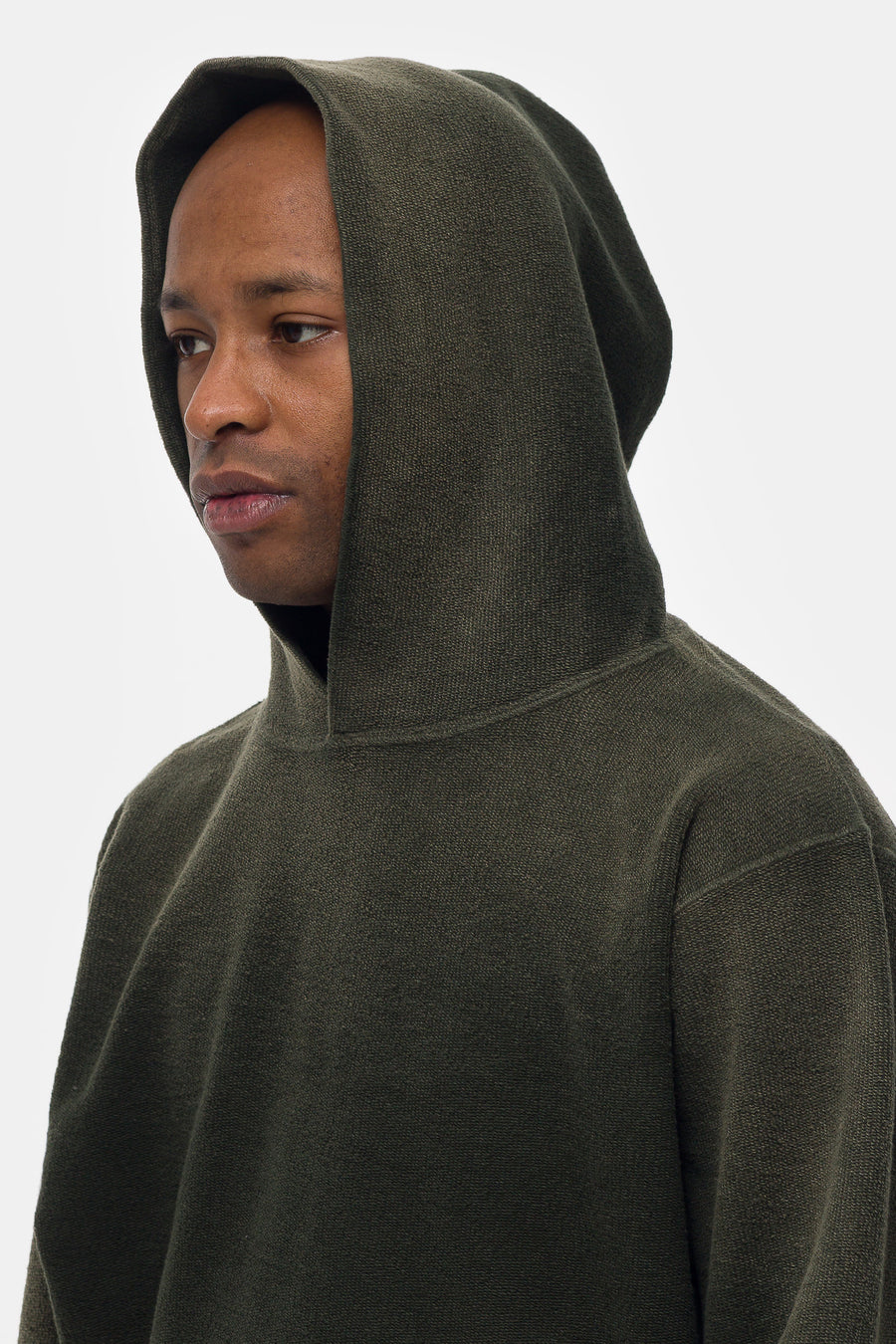Reverse French Terry Hoodie in Forest Green