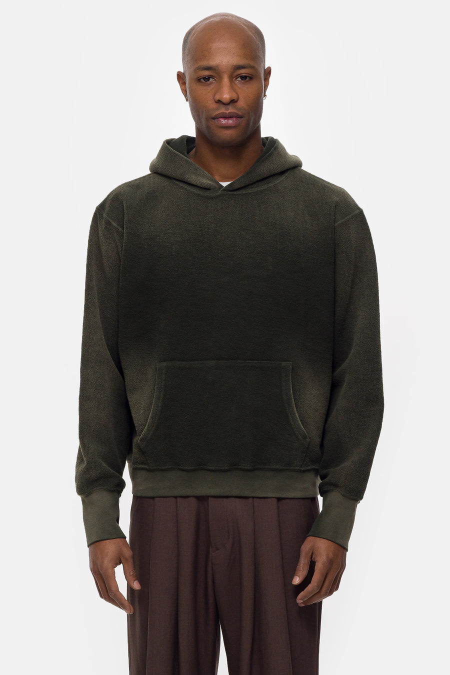 Reverse French Terry Hoodie in Forest Green