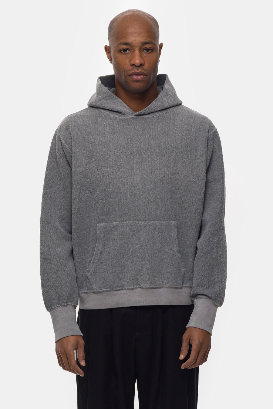 Reverse French Terry Hoodie in Steel Grey