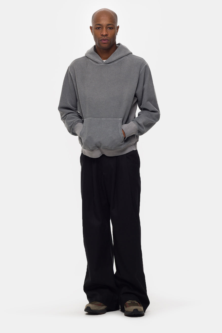 Reverse French Terry Hoodie in Steel Grey