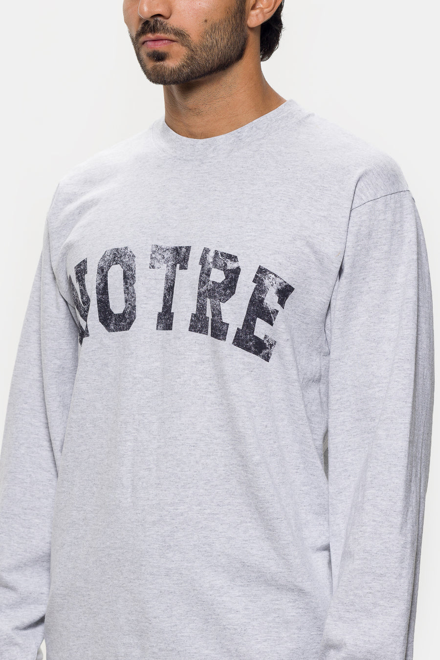 Notre Varsity Long Sleeve T-Shirt in Grey - Notre