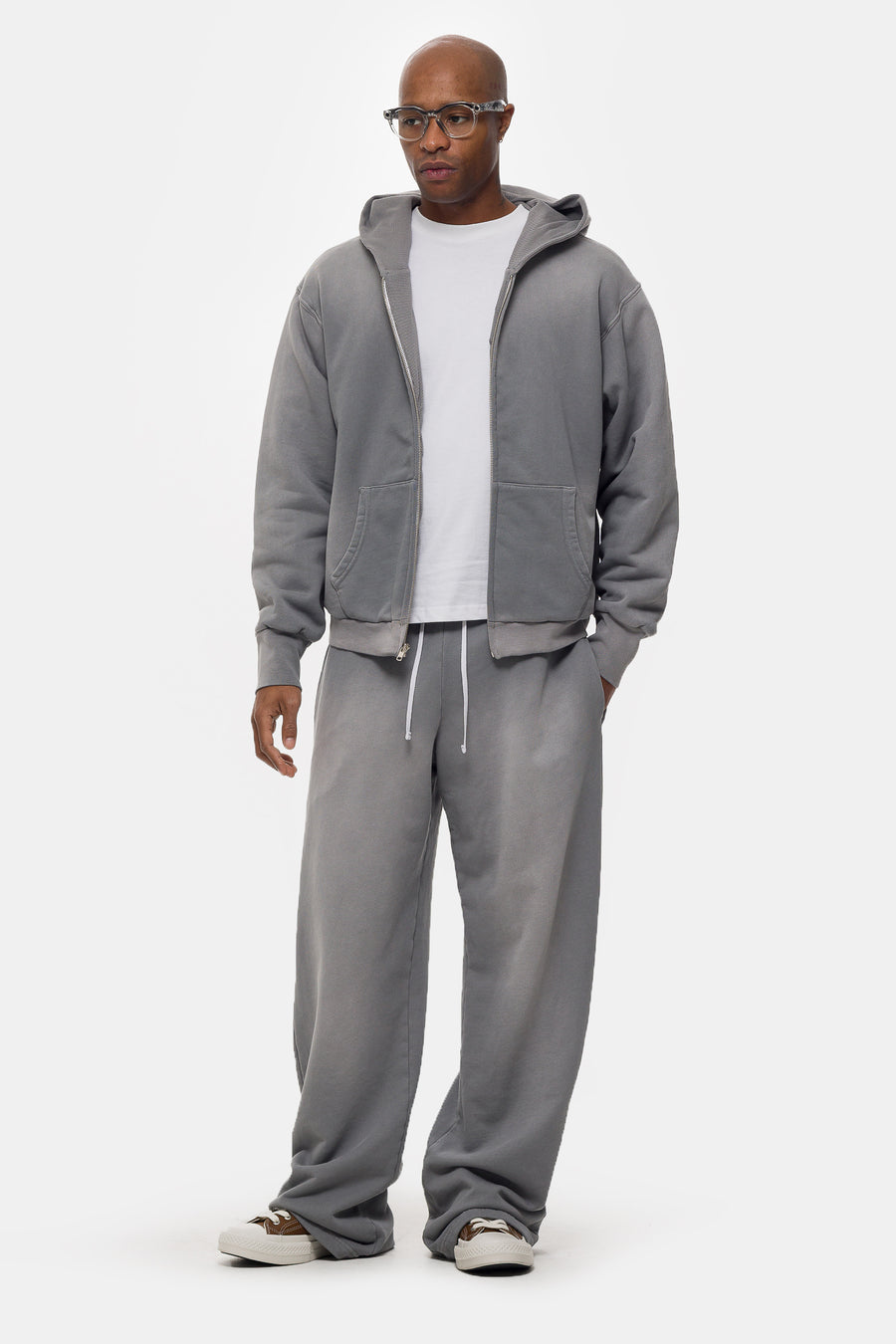Washed Baggy Sweatpant in Steel Grey