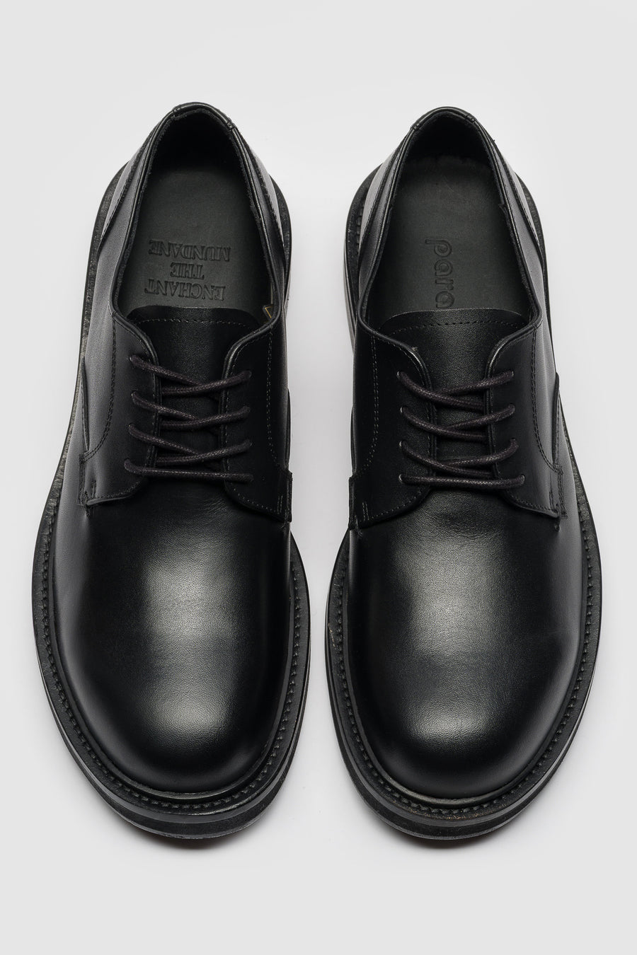 Mid-Heel Derby Shoe in Calfskin Black