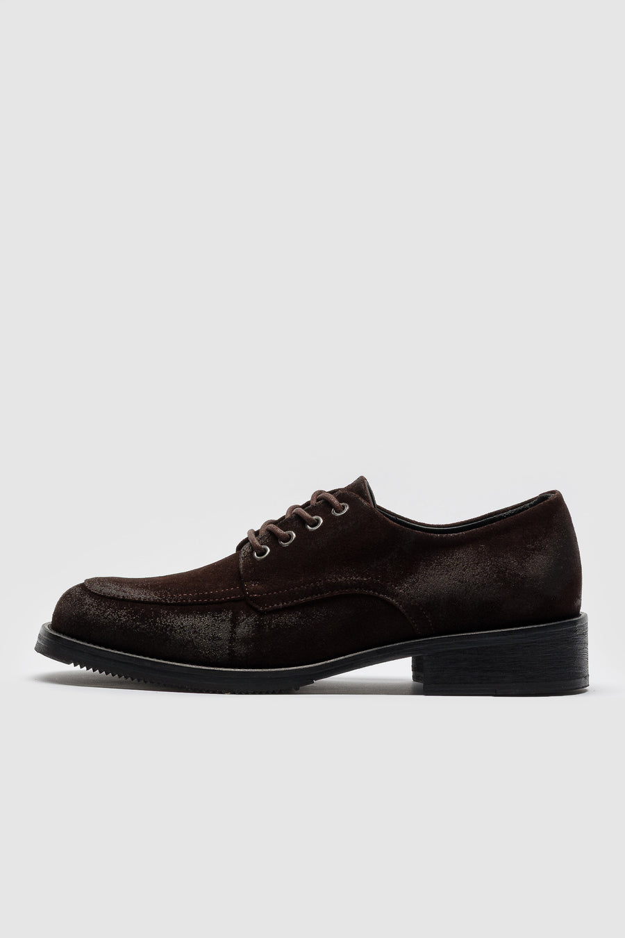Old Buster Moc Toe Shoe in Waxed Suede Deep Brown