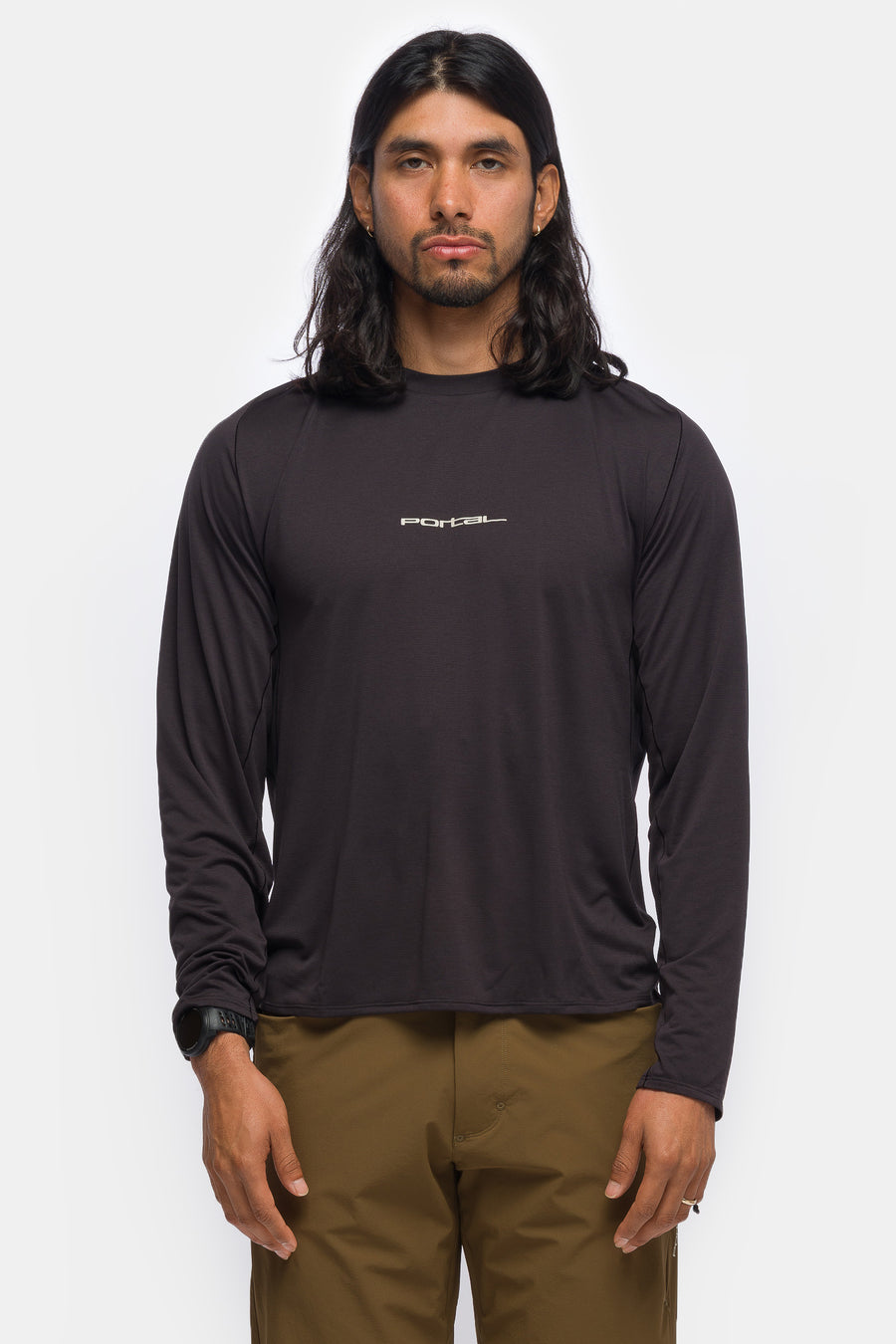Lateral Peak LS T-Shirt in Black Beauty