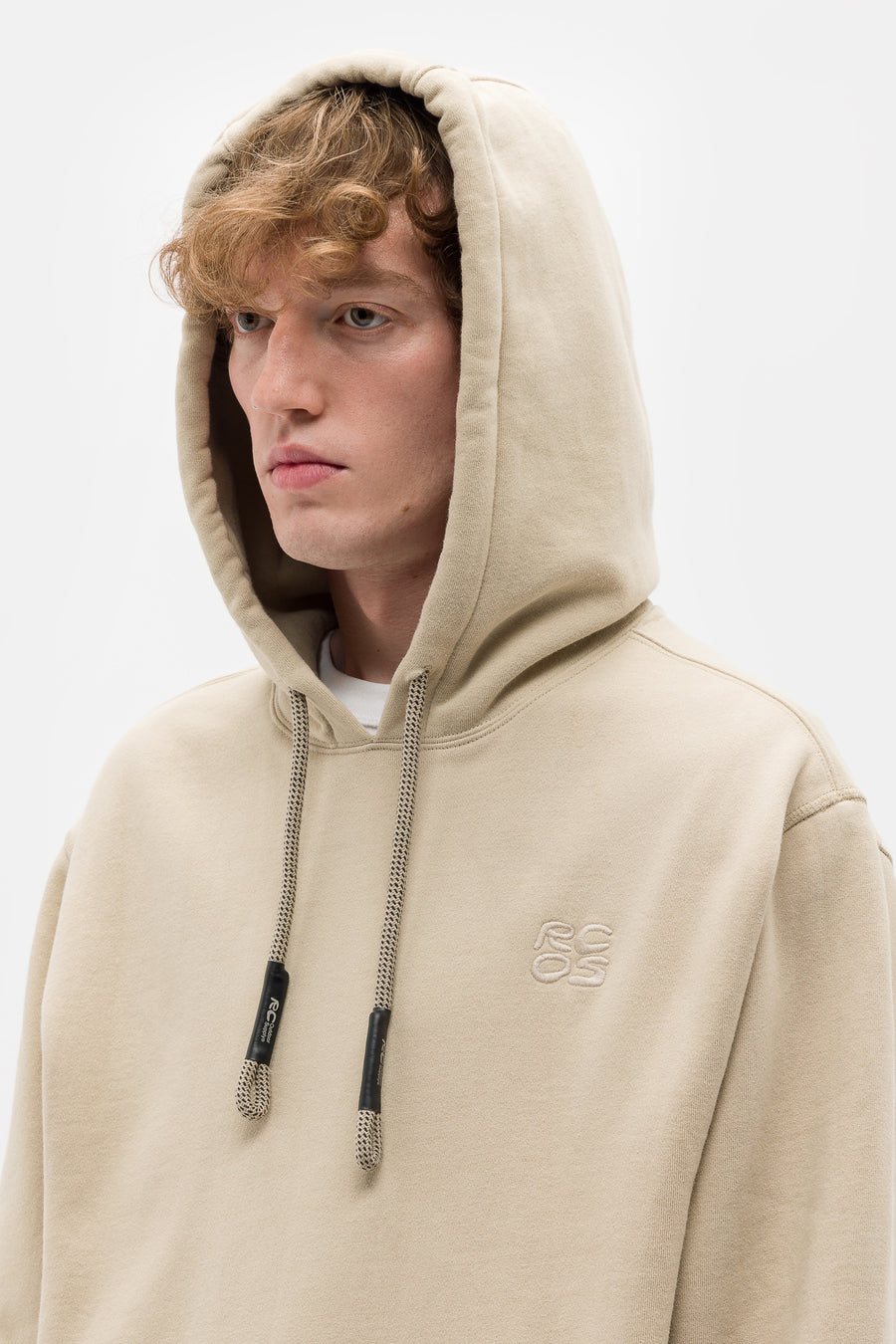 Stack Logo Embroidered Hoodie in Khaki