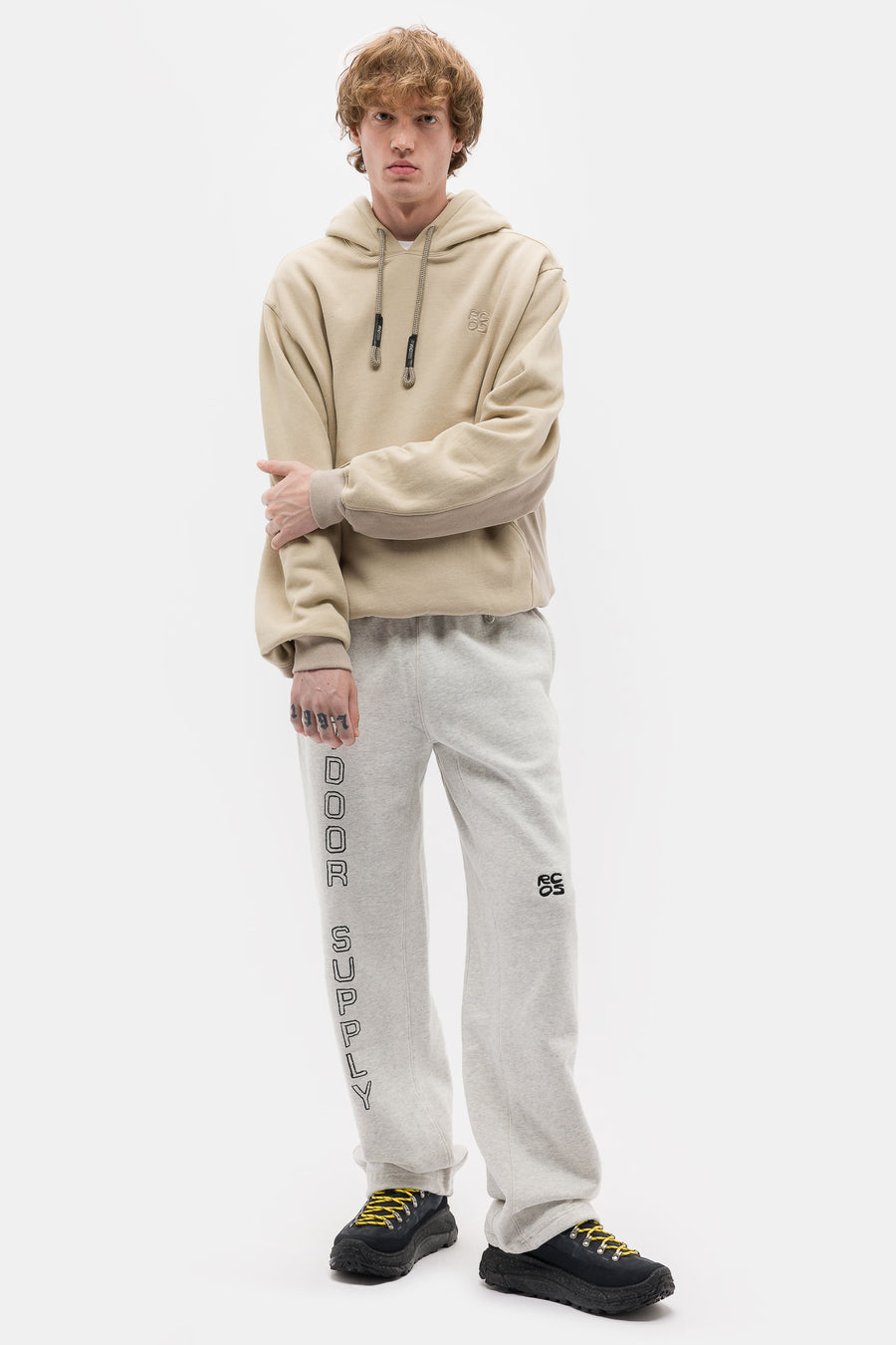 Stack Logo Embroidered Hoodie in Khaki