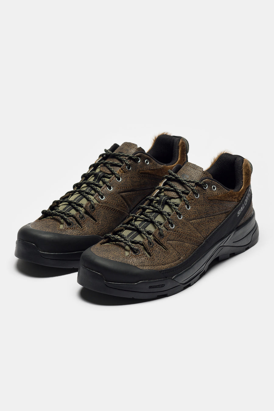 X-Alp Low Distressed Leather Sneaker in Dark Earth/Black