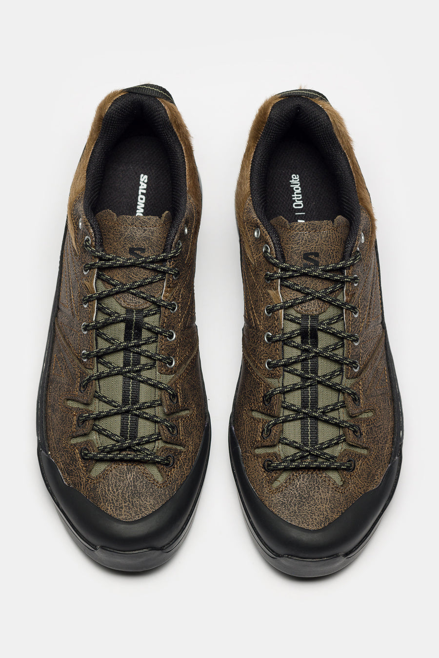 X-Alp Low Distressed Leather Sneaker in Dark Earth/Black