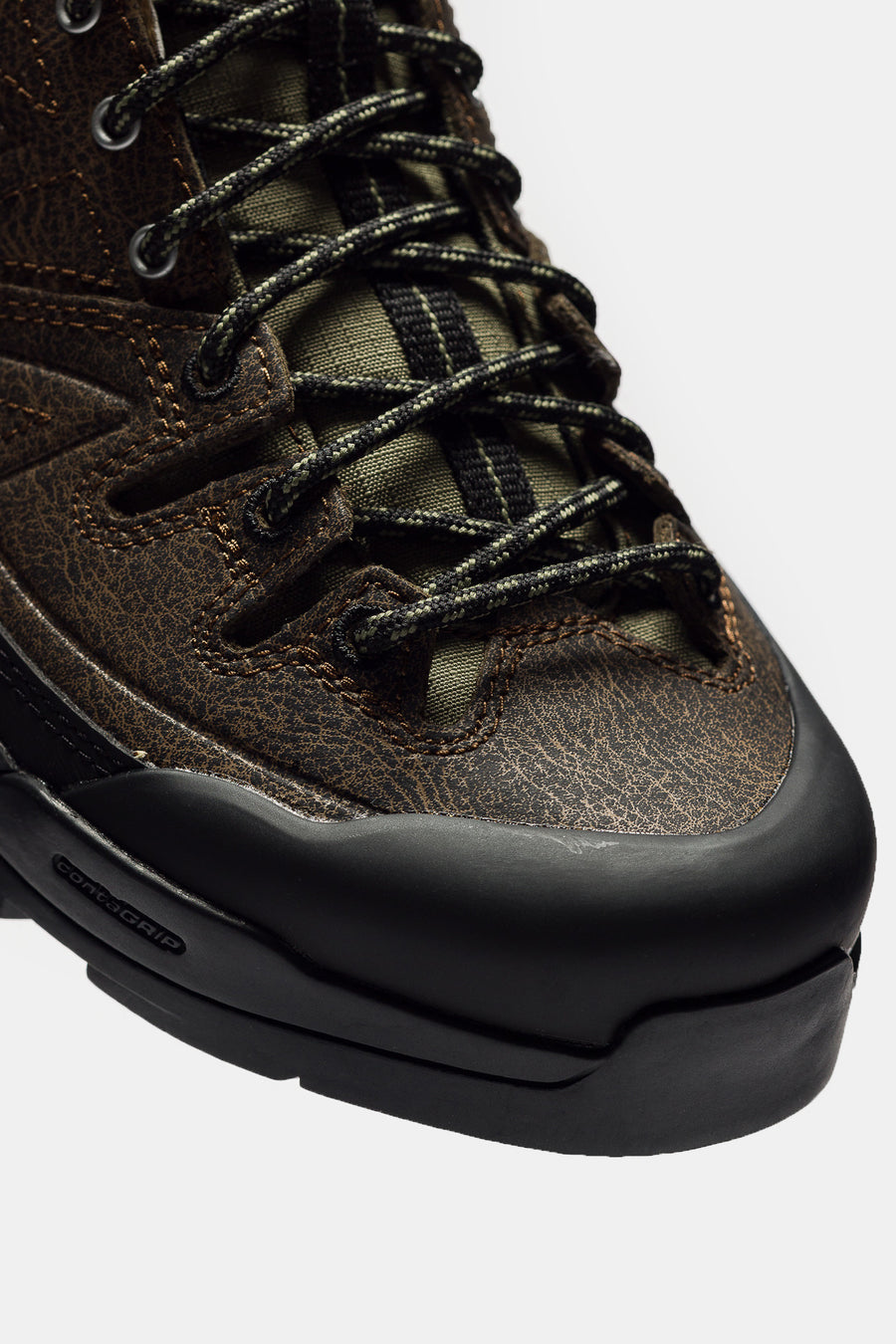 X-Alp Low Distressed Leather Sneaker in Dark Earth/Black