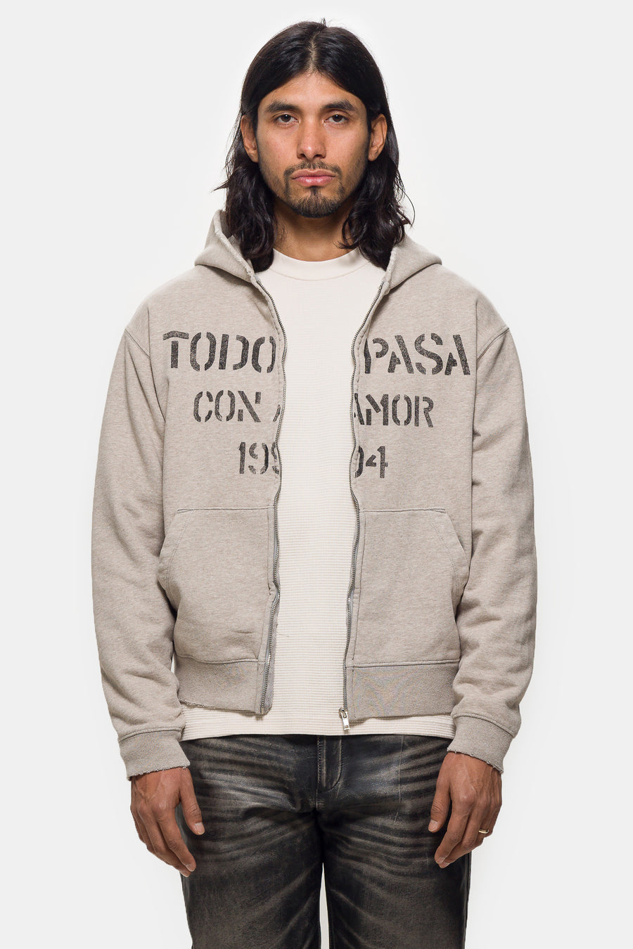 Con Amor Hoodie in Grey