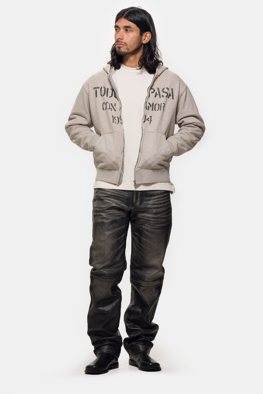 Con Amor Hoodie in Grey