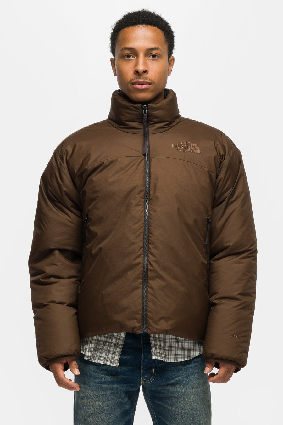The North Face Pertex Nuptse Reversible Jacket in Dark Chestnut/TNF Black - Notre