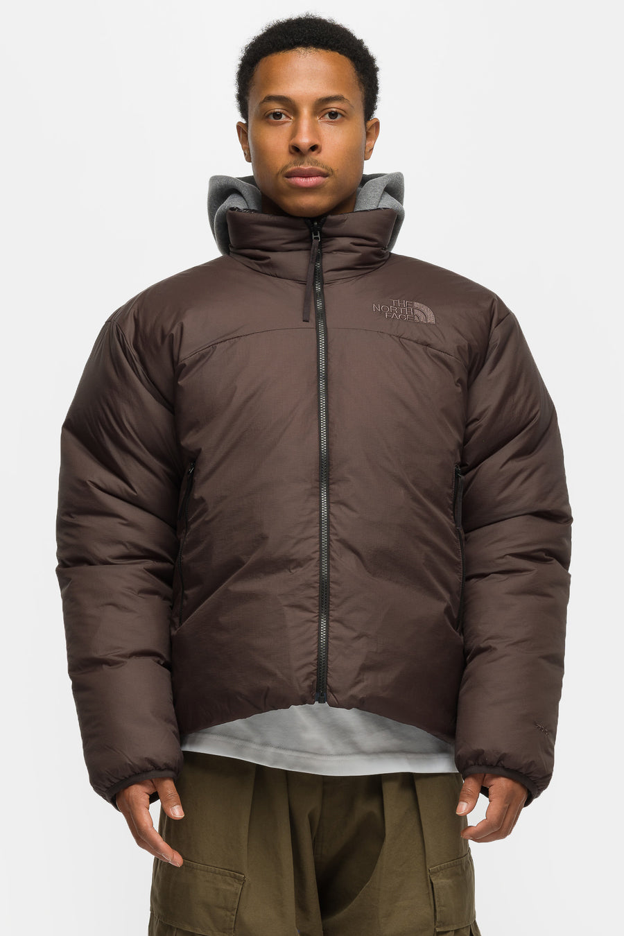 The North Face Pertex Nuptse Reversible Jacket in Lead/TNF Black - Notre