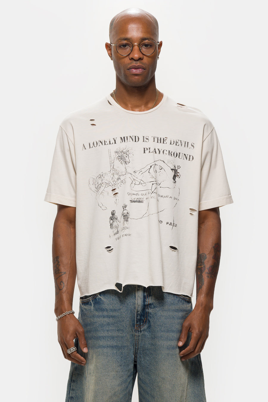 TODO PASA A Lonely Mind T-Shirt in Creme - Notre