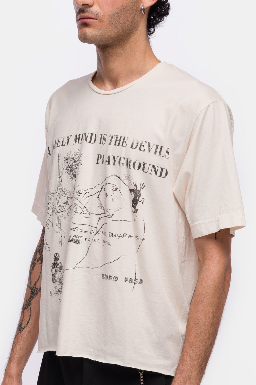 TODO PASA Lonely Mind T-Shirt in Cream - Notre