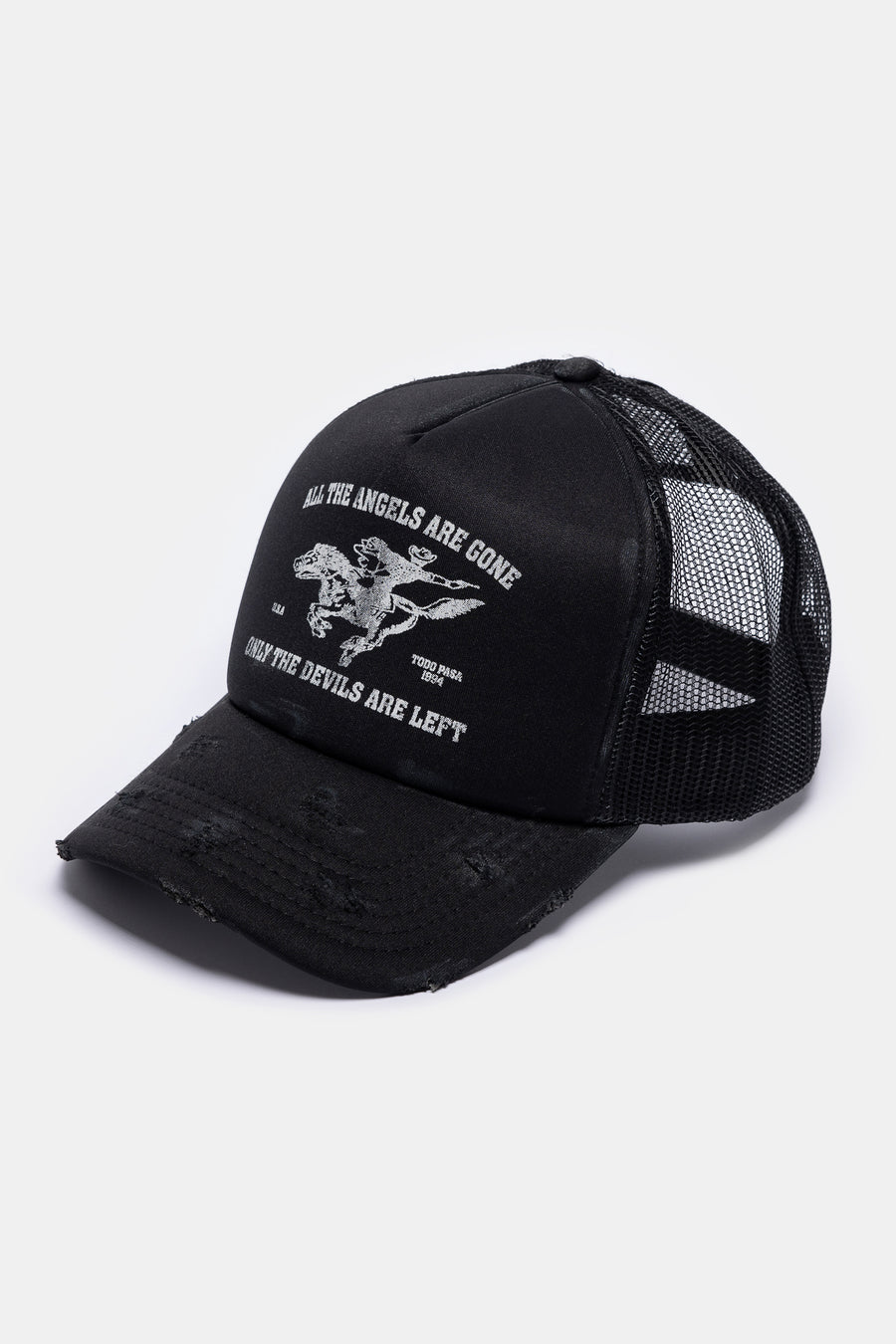 TODO PASA No More Angels Trucker Hat in Black - Notre