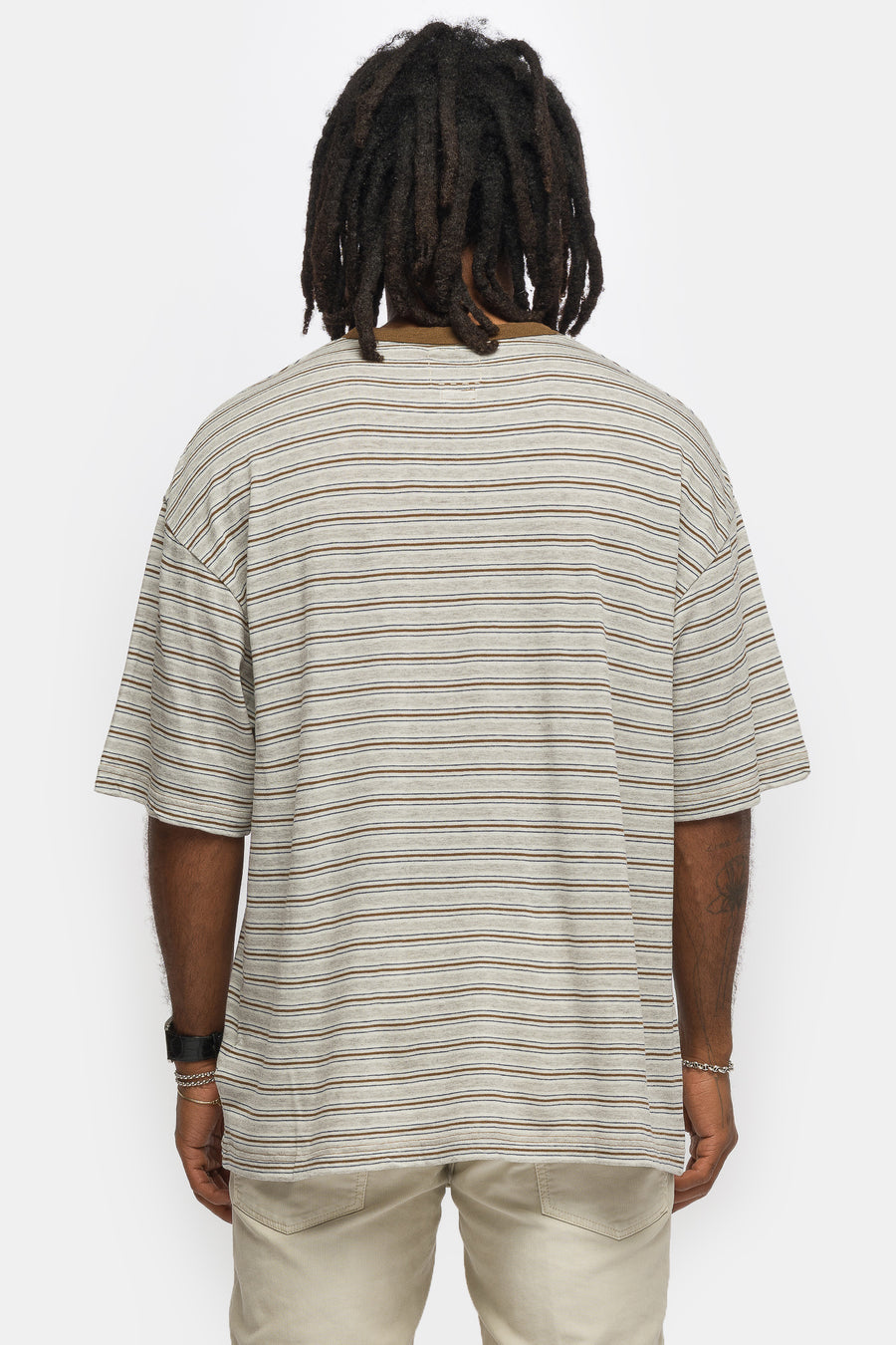 visvim Mondo Border Fine Wool T-Shirt in Grey - Notre