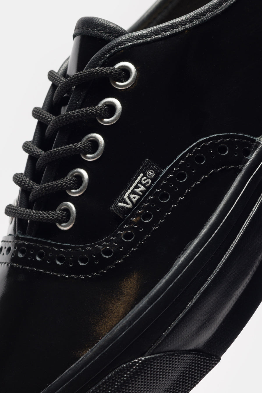 Vans OTW Authentic 44 Siped Vibram Sneaker in Gloss Leather Brogue Black - Notre
