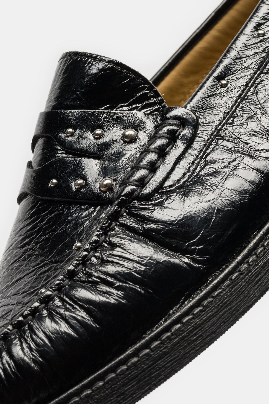 Vinny's Studded Yardee Loafer in Black Nappa