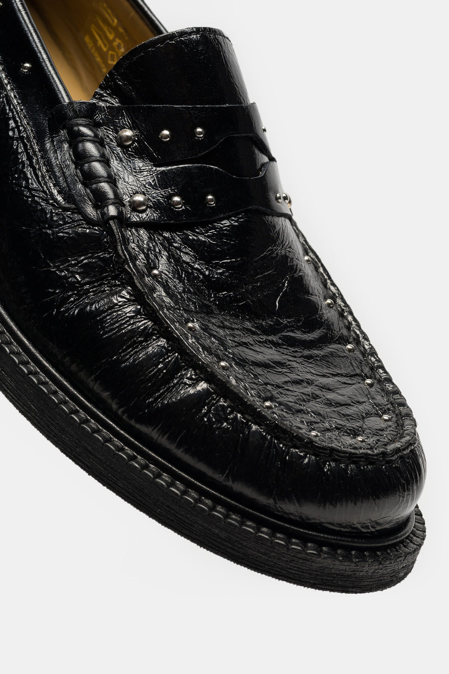 Vinny's Studded Yardee Loafer in Black Nappa