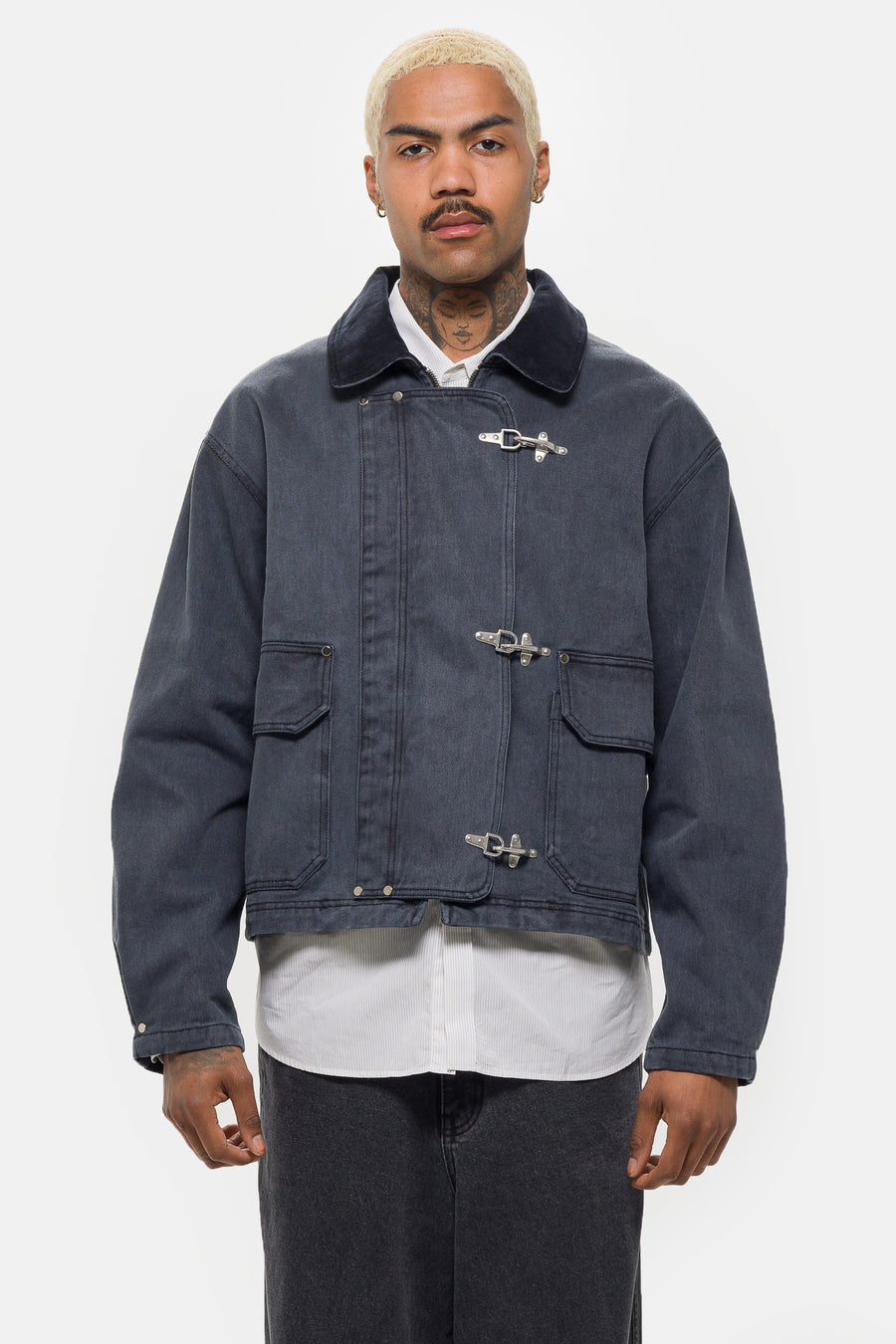 mfpen Clasp Jacket in Washed Black - Notre