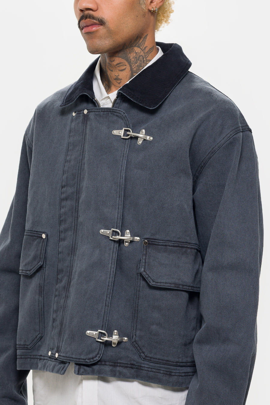 mfpen Clasp Jacket in Washed Black - Notre