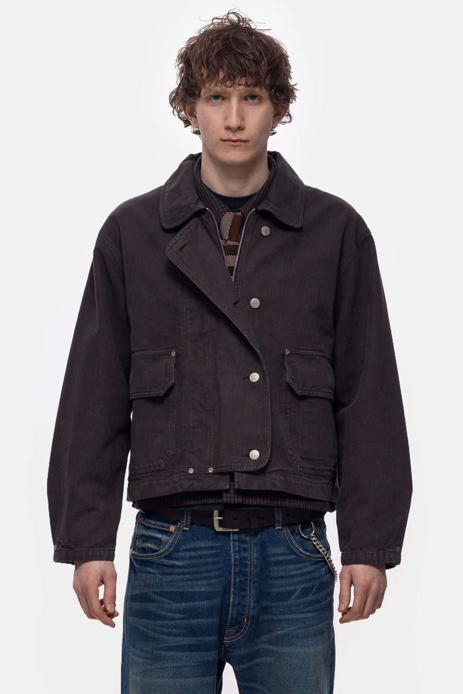 mfpen Courier Jacket in Washed Grey Canvas - Notre