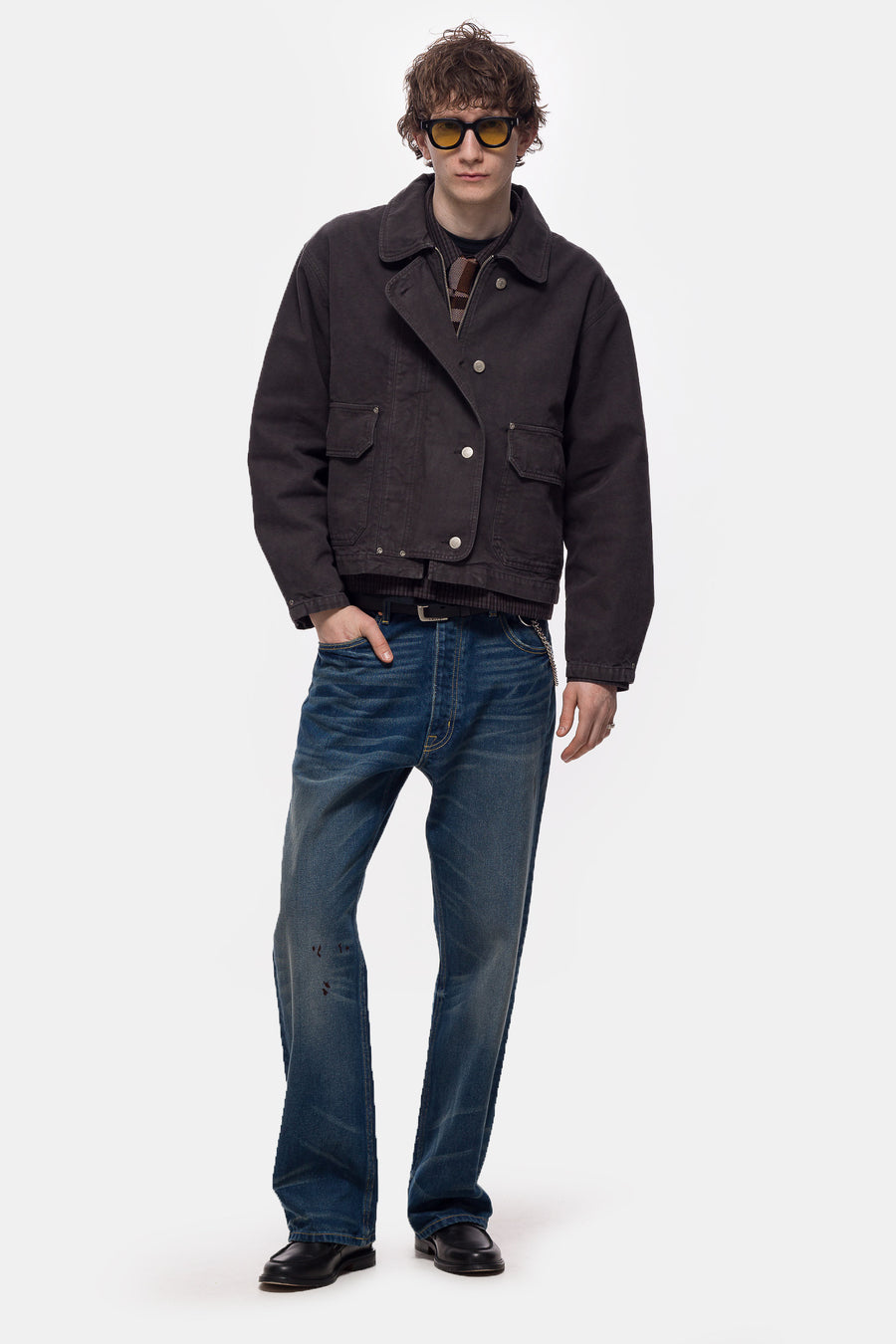 mfpen Courier Jacket in Washed Grey Canvas - Notre